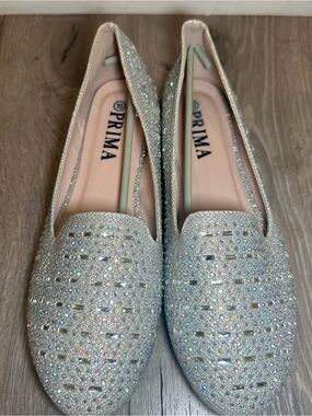 PRIMA Women’s Rhinestone Glitter Flats – Size 10